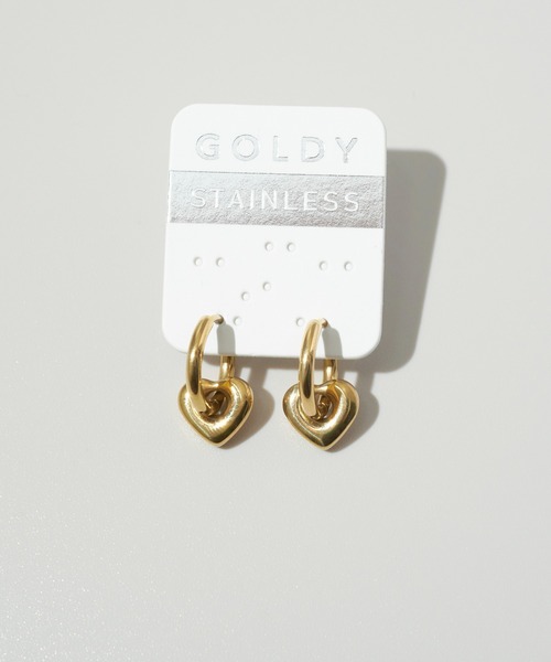 GOLDY(ゴールディ)の「【金属アレルギー軽減】ハート チャーム ワンタッチ ステンレス ピアス(ピアス(両耳用)・レディース・シルバー/ゴールド・FREE)」の10枚目の写真