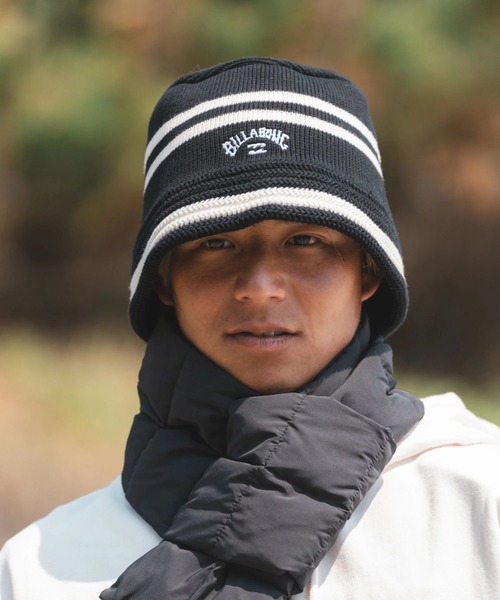 BILLABONG(ビラボン)の「BILLABONG メンズ KNIT HAT ハット 【2025年秋冬モデル】/ビラボンロゴコットンニットハット(ハット・メンズ・ブラック×ホワイト/ブラック・FREE)」の2枚目の写真