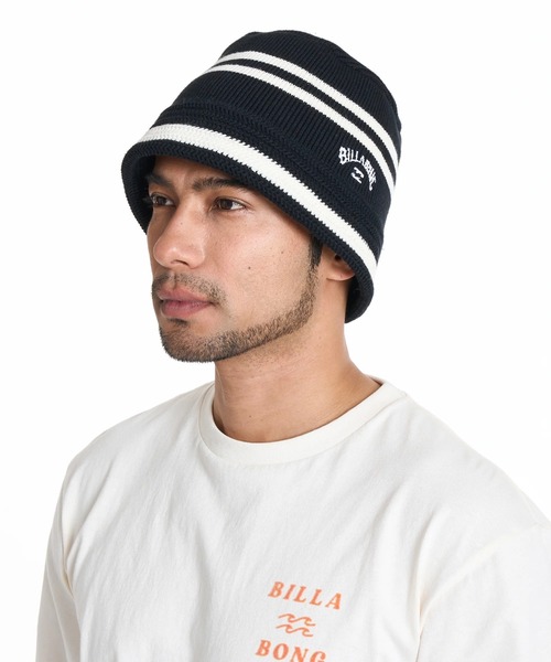 BILLABONG(ビラボン)の「BILLABONG メンズ KNIT HAT ハット 【2025年秋冬モデル】/ビラボンロゴコットンニットハット(ハット・メンズ・ブラック×ホワイト/ブラック・FREE)」の6枚目の写真