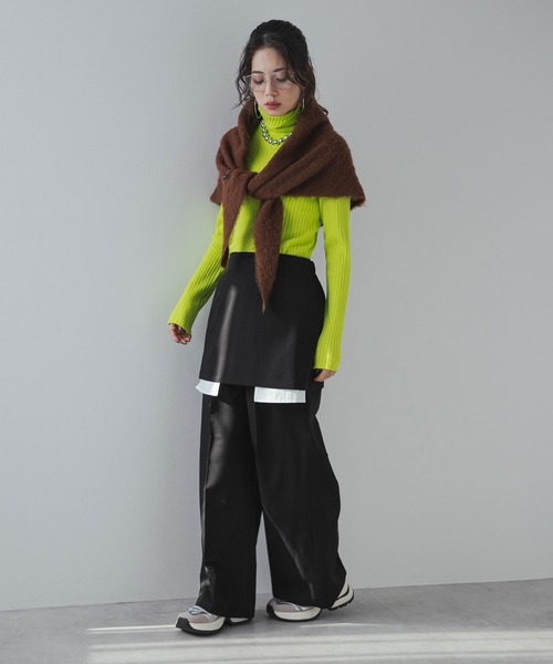 bohmal（ボマール）の「ロングスリーブカラフルリブタートル（ニット/セーター・レディース・ライム/レッド/ブラウン/ピンク/ブルー・FREE）」の10枚目の写真