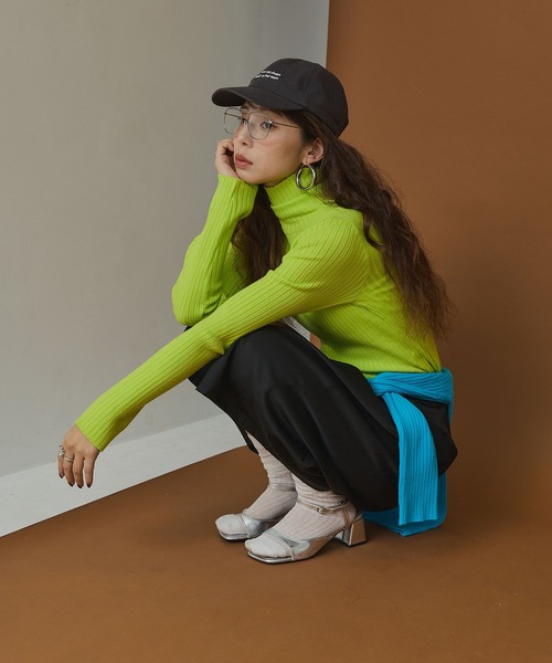bohmal(ボマール)の「ロングスリーブカラフルリブタートル(ニット/セーター・レディース・ライム/レッド/ブラウン/ピンク/ブルー・FREE)」の7枚目の写真