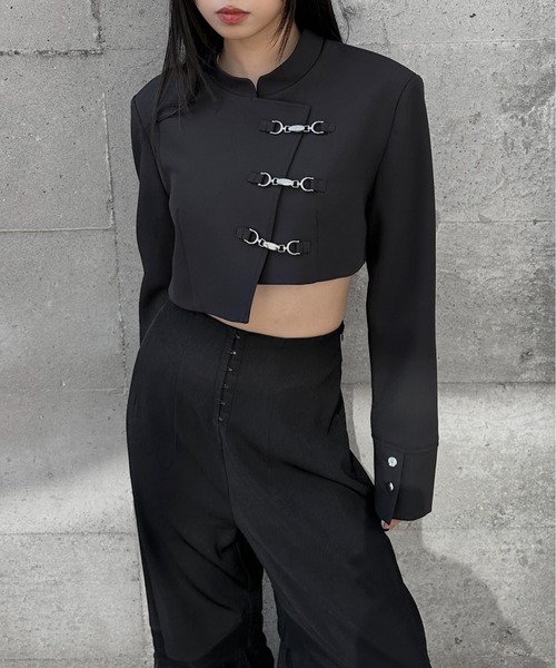 LVEU.】フックデザインアシメジャケット / アウター ジャケット