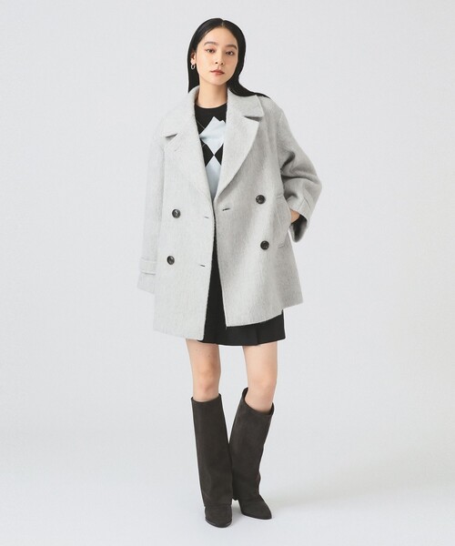 Ray BEAMS(レイビームス)の「シャギー ダブル ハーフ コート(その他アウター・レディース・ベージュ/ライトグレー・1/0)」の3枚目の写真