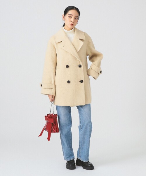 Ray BEAMS(レイビームス)の「シャギー ダブル ハーフ コート(その他アウター・レディース・ベージュ/ライトグレー・1/0)」の7枚目の写真