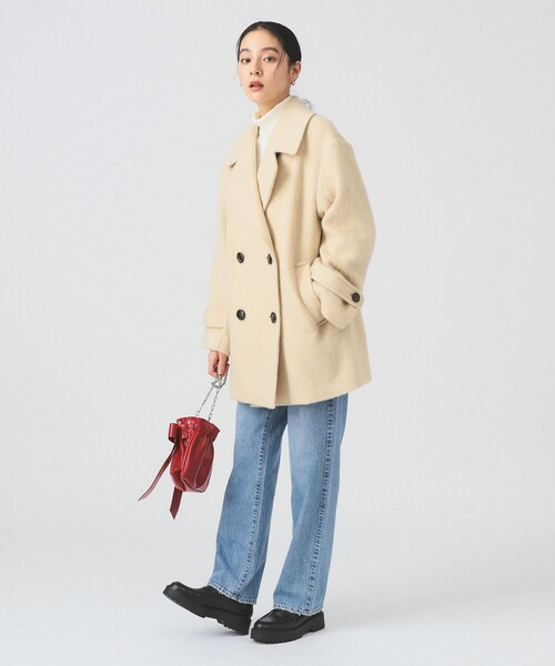 Ray BEAMS(レイビームス)の「シャギー ダブル ハーフ コート(その他アウター・レディース・ベージュ/ライトグレー・1/0)」の8枚目の写真