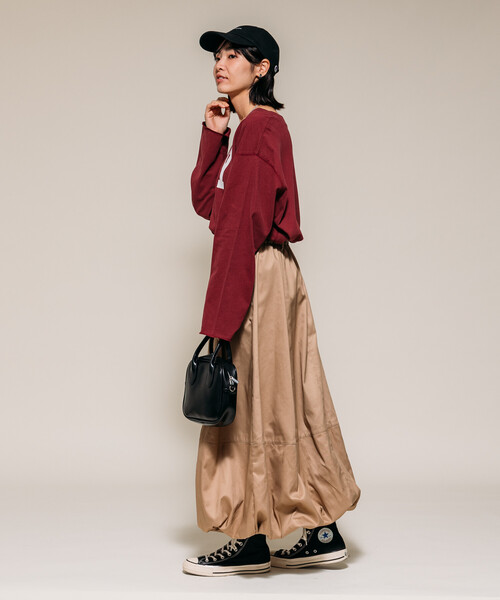 FREAK'S STORE(フリークスストア)の「ヴィンテージ Vネック ロゴ ロンT 限定展開(Tシャツ/カットソー・レディース・チャコール/オフホワイト/ワイン・フリ-)」の5枚目の写真