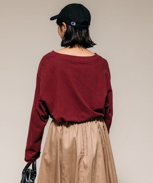 FREAK'S STORE(フリークスストア)の「ヴィンテージ Vネック ロゴ ロンT 限定展開(Tシャツ/カットソー・レディース・チャコール/オフホワイト/ワイン・フリ-)」の10枚目の写真