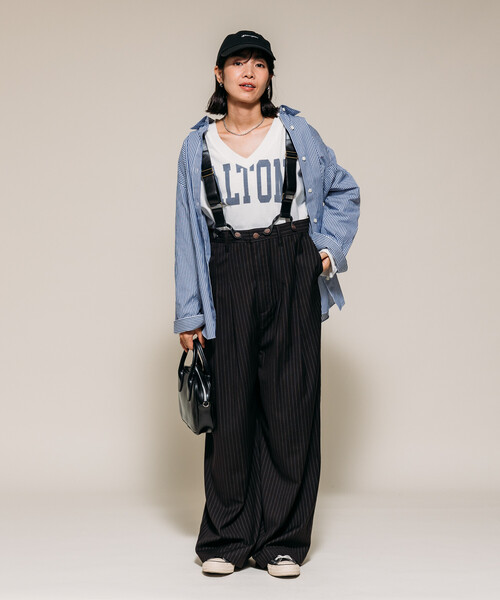 FREAK'S STORE(フリークスストア)の「ヴィンテージ Vネック ロゴ ロンT 限定展開(Tシャツ/カットソー・レディース・チャコール/オフホワイト/ワイン・フリ-)」の12枚目の写真