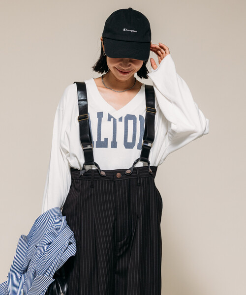 FREAK'S STORE(フリークスストア)の「ヴィンテージ Vネック ロゴ ロンT 限定展開(Tシャツ/カットソー・レディース・チャコール/オフホワイト/ワイン・フリ-)」の15枚目の写真