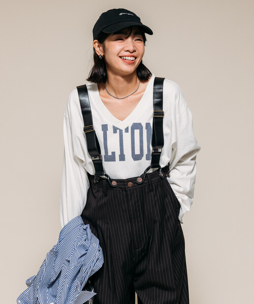 FREAK'S STORE(フリークスストア)の「ヴィンテージ Vネック ロゴ ロンT 限定展開(Tシャツ/カットソー・レディース・チャコール/オフホワイト/ワイン・フリ-)」の17枚目の写真