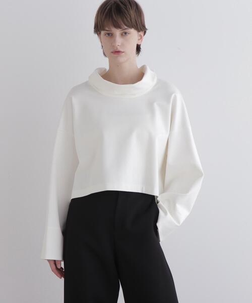 LE PHIL(ルフィル)の「◆ハイネッククロプドプルオーバー(Tシャツ/カットソー・レディース・ブラック/ブラウン/ホワイト・F)」の2枚目の写真