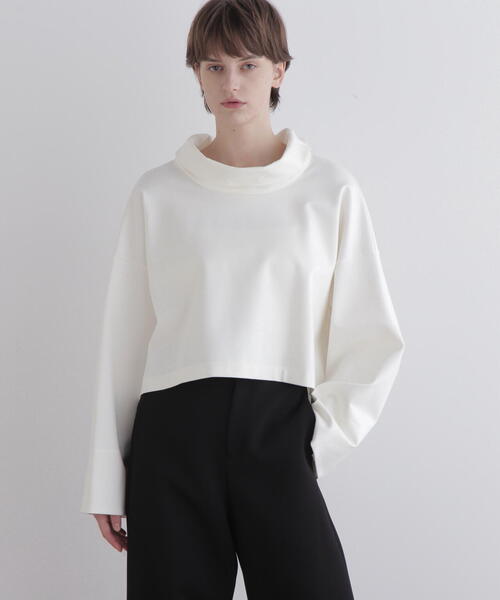 LE PHIL（ルフィル）の「◆ハイネッククロプドプルオーバー（Tシャツ/カットソー・レディース・ブラック/ブラウン/ホワイト・F）」の2枚目の写真