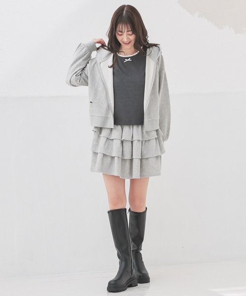 Honeys（ハニーズ）の「ミニティアードスカート（スカート・レディース・アイボリー/杢グレー/スミクロ・S/M/L）」の15枚目の写真