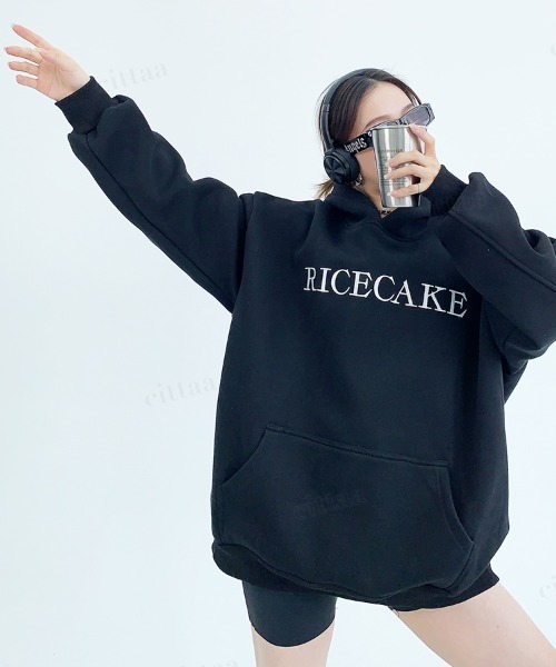 Dalfwin(ダールフィン)の「韓国ファッション RICECAKEバックフラワー刺繍フーディー(パーカー・レディース・グレー/ブラック・FREE)」の17枚目の写真