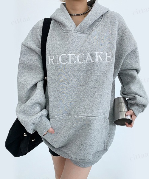 Dalfwin(ダールフィン)の「韓国ファッション RICECAKEバックフラワー刺繍フーディー(パーカー・レディース・グレー/ブラック・FREE)」の10枚目の写真
