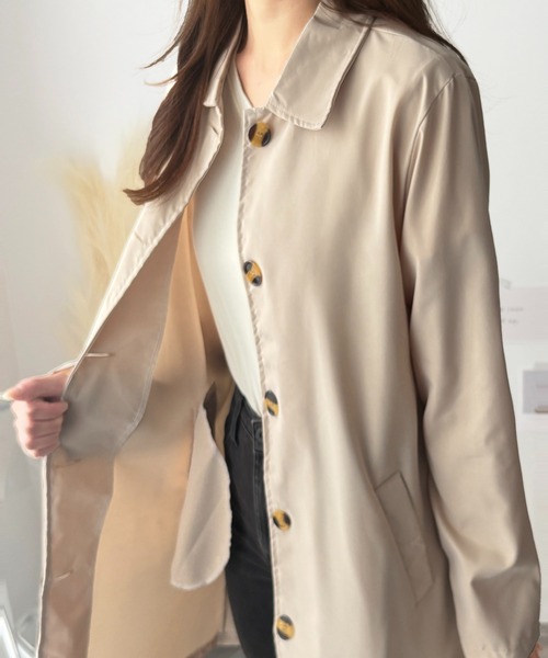 Amulet(アミュレット)の「シンプルに着こなして上品に◎ ベーシックステンカラーコート(ステンカラーコート・レディース・ブラック/ベージュ/ホワイト・XL/S/M/L)」の17枚目の写真