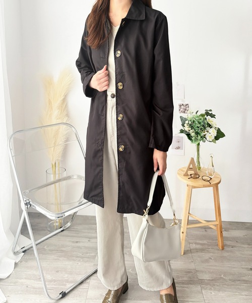 Amulet(アミュレット)の「シンプルに着こなして上品に◎ ベーシックステンカラーコート(ステンカラーコート・レディース・ブラック/ベージュ/ホワイト・XL/S/M/L)」の21枚目の写真