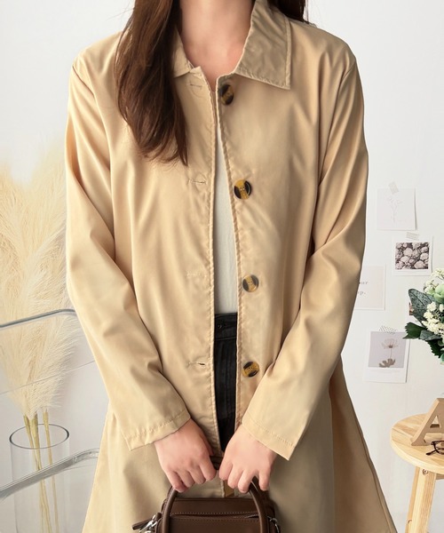 Amulet(アミュレット)の「シンプルに着こなして上品に◎ ベーシックステンカラーコート(ステンカラーコート・レディース・ブラック/ベージュ/ホワイト・XL/S/M/L)」の16枚目の写真
