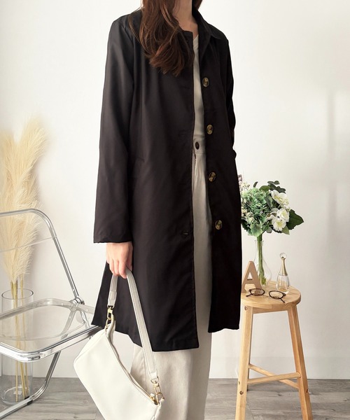 Amulet(アミュレット)の「シンプルに着こなして上品に◎ ベーシックステンカラーコート(ステンカラーコート・レディース・ブラック/ベージュ/ホワイト・XL/S/M/L)」の15枚目の写真
