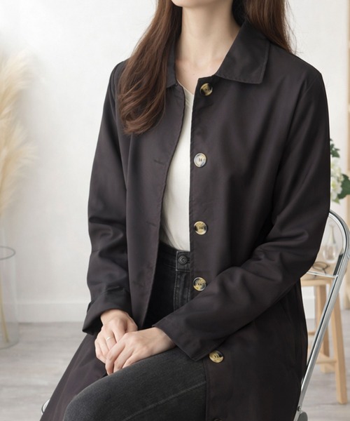 Amulet(アミュレット)の「シンプルに着こなして上品に◎ ベーシックステンカラーコート(ステンカラーコート・レディース・ブラック/ベージュ/ホワイト・XL/S/M/L)」の10枚目の写真