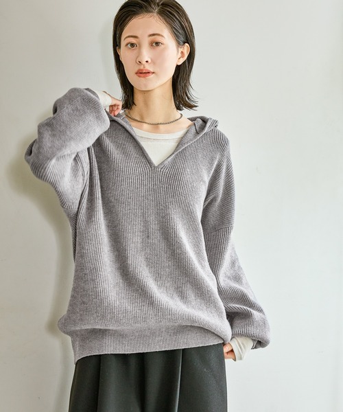 セール】7ゲージアゼフードニットプルオーバー / 598164（ニット