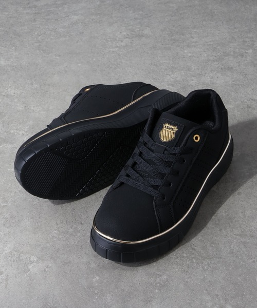 K-SWISS(ケースイス)の「【K-SWISS/ケースイス】 レディース 厚底 メタルライン スニーカー(スニーカー・レディース・ブラック×ゴールド/ホワイト×ピンク/ホワイト×シルバー・24.5cm/23.5cm/24cm/23cm/22.5cm)」の4枚目の写真