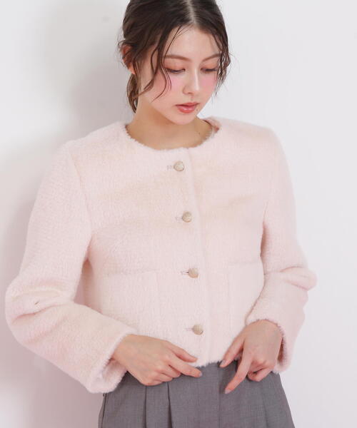 美品　ジルスチュアート　レース　ノーカラーコート　S ラメコードレースバイカラードレス | JILL by JILL STUART（ジル