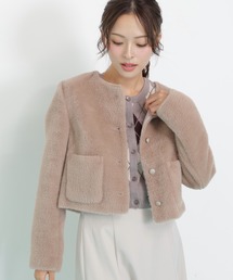 ◇フェイクファーノーカラージャケット