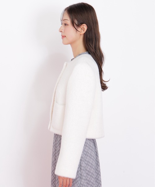 ◇フェイクファーノーカラージャケット（ノーカラージャケット）｜JILL