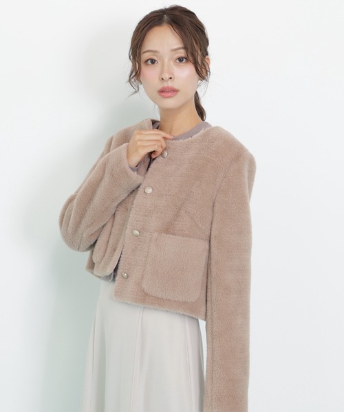 JILL by JILL STUART(ジルバイジルスチュアート)の「◇フェイクファーノーカラージャケット(ノーカラージャケット・レディース・ホワイト/ブラウン/ピンク・FREE)」の15枚目の写真