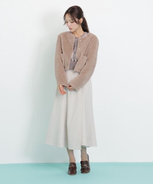 JILL by JILL STUART(ジルバイジルスチュアート)の「◇フェイクファーノーカラージャケット(ノーカラージャケット・レディース・ホワイト/ブラウン/ピンク・FREE)」の19枚目の写真
