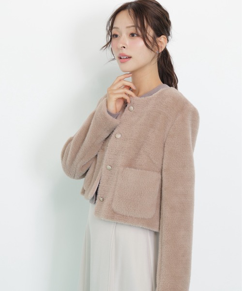 JILL by JILL STUART(ジルバイジルスチュアート)の「◇フェイクファーノーカラージャケット(ノーカラージャケット・レディース・ホワイト/ブラウン/ピンク・FREE)」の16枚目の写真