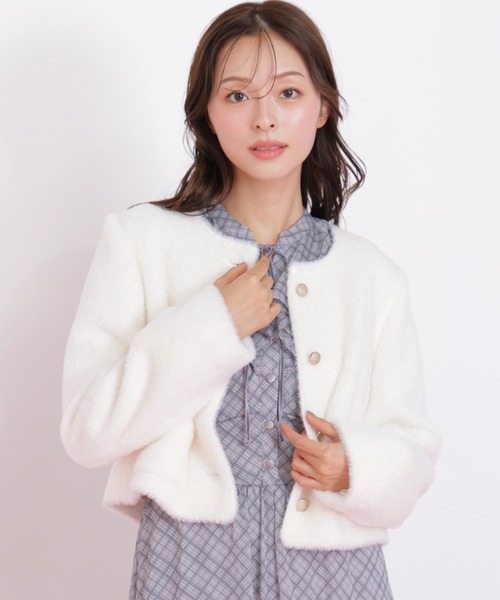 ◇フェイクファーノーカラージャケット（ノーカラージャケット）｜JILL