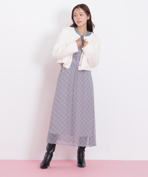 ◇フェイクファーノーカラージャケット（ノーカラージャケット）｜JILL