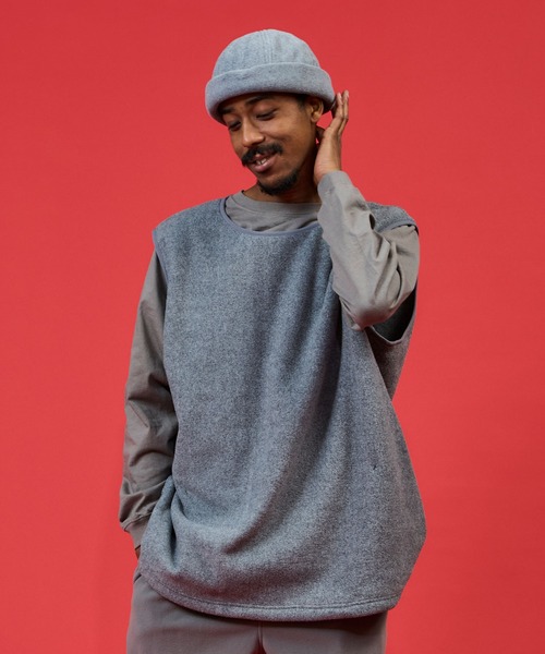 BURLAP OUTFITTER（バーラップアウトフィッター）の「SLEEVELESS VEST / スリーブレス ベスト（ベスト・メンズ・ブラック/ヘザーグレー・SMALL/MEDIUM/LARGE）」の7枚目の写真