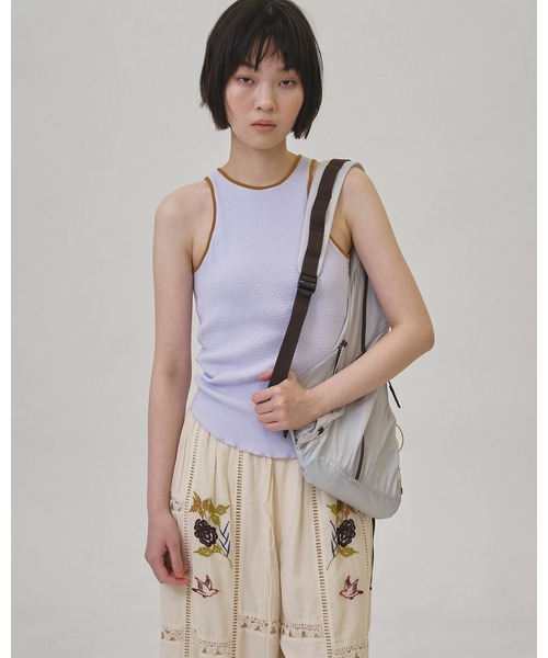 TODAYFUL（トゥデイフル）の「Cupin Piping Tanktop（タンクトップ・レディース・キナリ/ネイビー/ブルー系その他/ベージュ・FREE）」の4枚目の写真