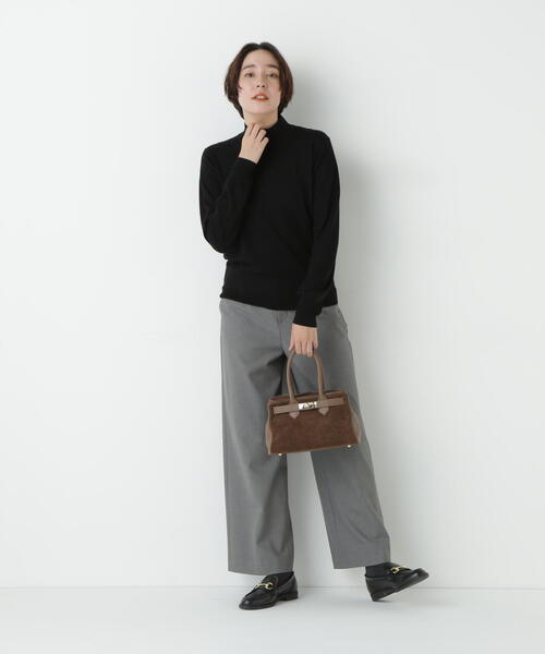 human woman(ヒューマンウーマン)の「◆ウールMIXハイゲージバイカラータートルプルオーバー(ニット/セーター・レディース・グレー系その他/ブラック・MEDIUM)」の10枚目の写真