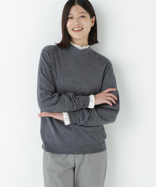 human woman(ヒューマンウーマン)の「◆ウールMIXハイゲージバイカラータートルプルオーバー(ニット/セーター・レディース・グレー系その他/ブラック・MEDIUM)」の17枚目の写真