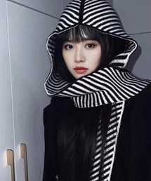 CELENA BEATS（セレナビーツ）の「ストライプ ニット フード スカーフ（バンダナ/スカーフ）」