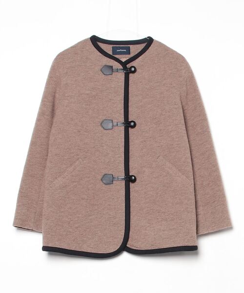 セール】スライバーニット ノーカラーダッフルコート（ダッフルコート