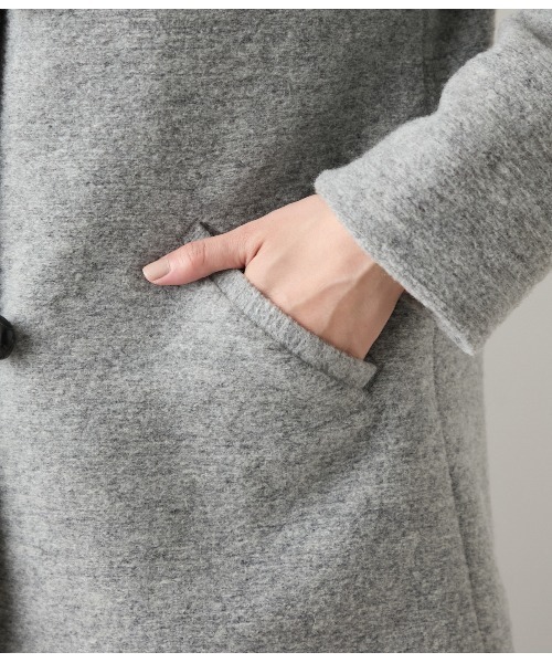 セール】スライバーニット ノーカラーダッフルコート（ダッフルコート