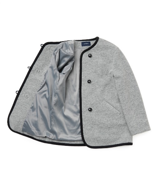 セール】スライバーニット ノーカラーダッフルコート（ダッフルコート