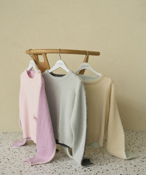 Firsthand（ファーストハンド）の「Firsthand/ファーストハンド アルパカ混 バイカラー ニットプルオーバー（ニット/セーター・レディース・オフホワイト/グレー/ピンク・FREE）」の4枚目の写真