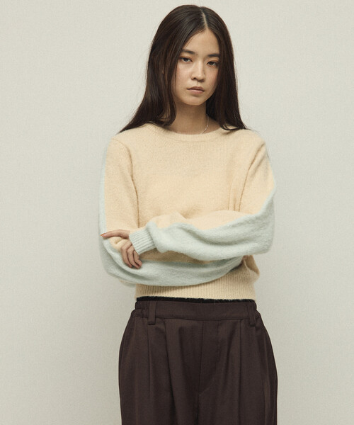 Firsthand（ファーストハンド）の「Firsthand/ファーストハンド アルパカ混 バイカラー ニットプルオーバー（ニット/セーター・レディース・オフホワイト/グレー/ピンク・FREE）」の6枚目の写真