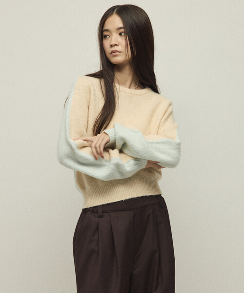 Firsthand（ファーストハンド）の「Firsthand/ファーストハンド アルパカ混 バイカラー ニットプルオーバー（ニット/セーター・レディース・オフホワイト/グレー/ピンク・FREE）」の7枚目の写真