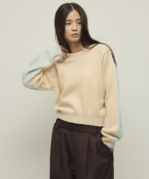 Firsthand（ファーストハンド）の「Firsthand/ファーストハンド アルパカ混 バイカラー ニットプルオーバー（ニット/セーター・レディース・オフホワイト/グレー/ピンク・FREE）」の8枚目の写真