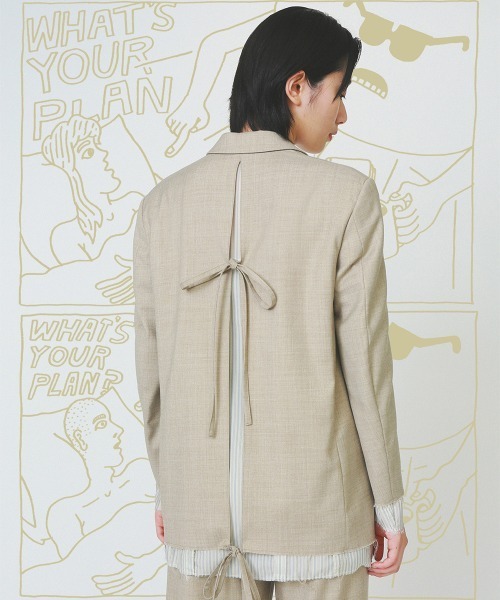 soduk(スドーク)の「【soduk】invisible zip jacket(テーラードジャケット・レディース・ブラック/ベージュ・ONE SIZE)」の2枚目の写真