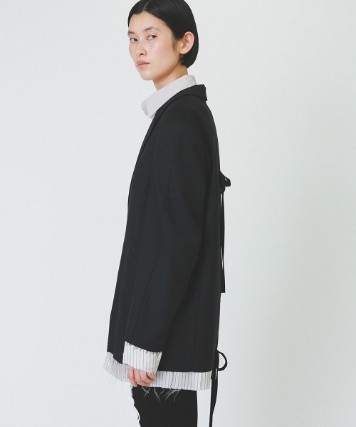 soduk(スドーク)の「【soduk】invisible zip jacket(テーラードジャケット・レディース・ブラック/ベージュ・ONE SIZE)」の3枚目の写真