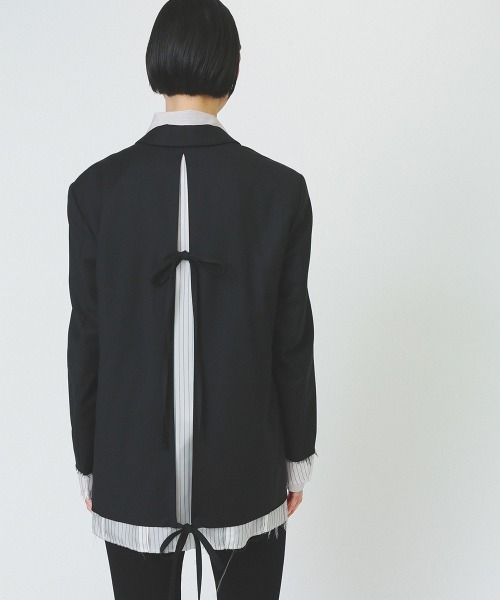 soduk(スドーク)の「【soduk】invisible zip jacket(テーラードジャケット・レディース・ブラック/ベージュ・ONE SIZE)」の4枚目の写真