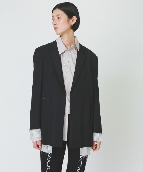 soduk(スドーク)の「【soduk】invisible zip jacket(テーラードジャケット・レディース・ブラック/ベージュ・ONE SIZE)」の5枚目の写真